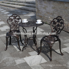 Cheap and nice cast aluminum furniture metal bistro set dismantling chairs with small coffee table